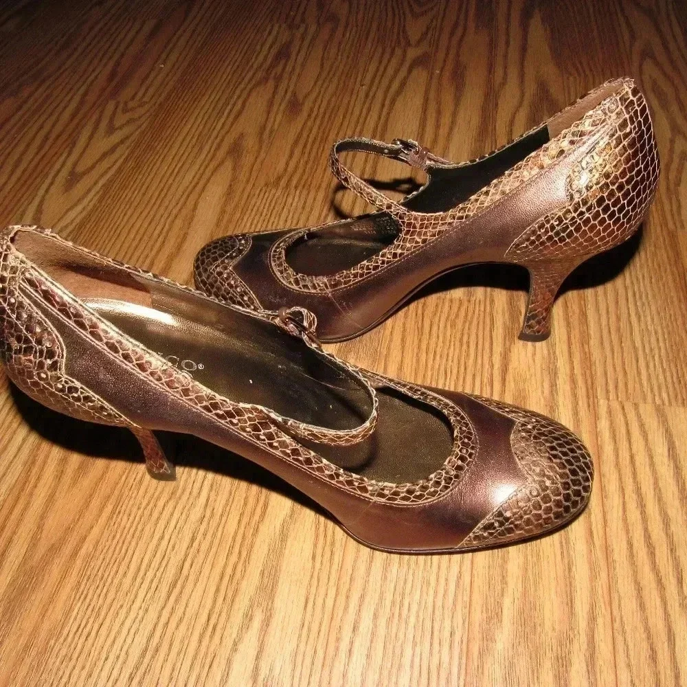 Franco Sarto Mary Jane Snakeskin Pumps Heels 8.5M